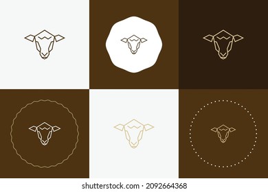 Minimal line versatile animal circle dot badge icon design