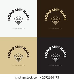 Minimal line versatile animal circle logo template icon design