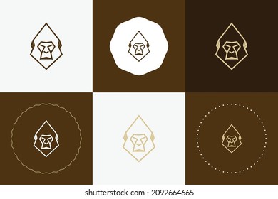 Minimal line versatile animal circle dot badge icon design