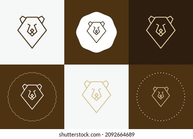 Minimal line versatile animal circle dot badge icon design