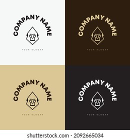 Diseño de icono de plantilla de logotipo de círculo animal versátil de línea mínima