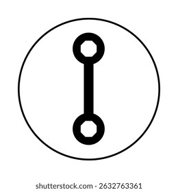 Minimal line wrench with double-circle ends, resembling number eight, mechanical tool icon.