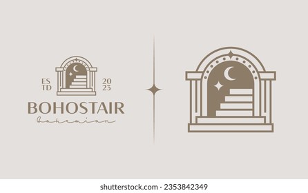 Plantilla Mínima Para El Logotipo De Las Escaleras De Las Puertas Lineales. Símbolo universal creativo premium. Ilustración vectorial. Plantilla de diseño Mínimo Creativo. Símbolo de identidad empresarial