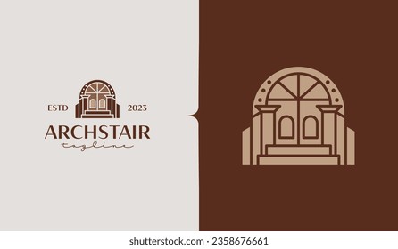 Minimal Linear Doors Staircases Logo Template. Universal creative premium symbol. Vector illustration. Creative Minimal design template. Symbol for Corporate Business Identity