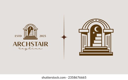Minimal Linear Doors Staircases Logo Template. Universal creative premium symbol. Vector illustration. Creative Minimal design template. Symbol for Corporate Business Identity