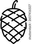Minimal linear icon of a pine cone. Vector with editable stroke. Great for autumn, nature, or holiday themes.