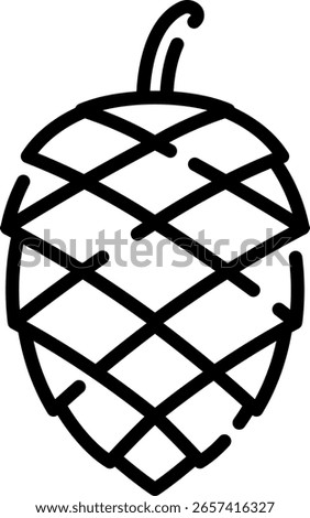 Minimal linear icon of a pine cone. Vector with editable stroke. Great for autumn, nature, or holiday themes.