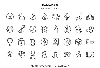 Minimal linear icons for ramadan themes