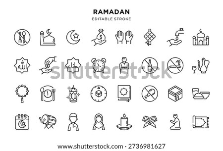 Minimal linear icons for ramadan themes