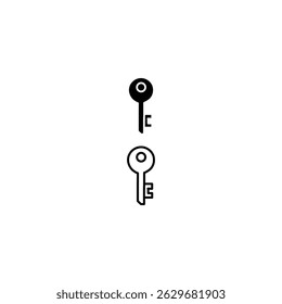Minimal Linear Key Icon – Modern Outline and Solid Key Symbol