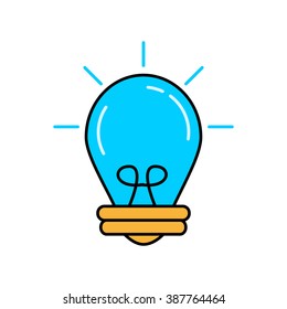 Minimal linear light bulb icon. Outlined round mono pictogram. Idea innovation logo concept. 