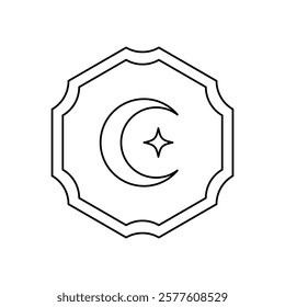 Minimal linear style Islamic crescent moon. Minimalistic illustrations