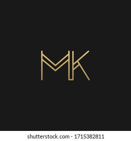 Minimal linear unique MK initial based letter icon logo