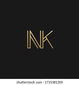 Minimal linear unique NK initial based letter icon logo