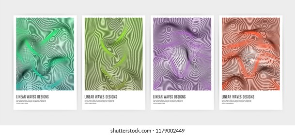 Minimal linear waves cover design, Abstract colorful trendy background