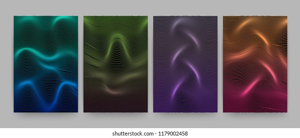 Minimal linear waves cover design, Abstract colorful trendy background