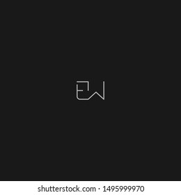 Minimal Lineart broken EW logo vector template