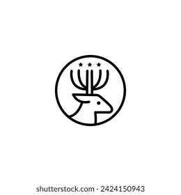 Minimal lines deer vector logo design