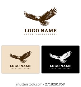 Minimal line-style flying eagle logo with heritage feel. Great for tactical gear, outdoor products, and patriotic lifestyle brands.