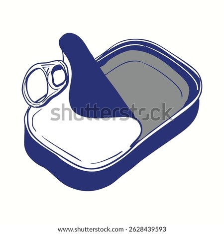 Minimal line-style illustration of an open tin can. Ideal for packaging design, kitchen prints, branding, or editorial use. Great for chefs, designers, or product creators.