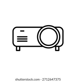 Icono de proyector de estilo de línea mínimo que representa presentaciones, reuniones de oficina, lecciones de aula y dispositivos de visualización. Perfecto para negocios, educación, infografías, App, Sitios web, diseños de tecnología.