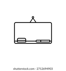 Minimales Whiteboard-Symbol im Linienstil, das Präsentationen, Lektionen, Planung, Brainstorming und Bürobesprechungen darstellt. Ideal für Unternehmen, Bildung, Schulungsmaterialien, Apps, Websites und Infografiken