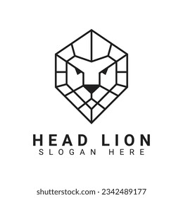 Minimal Lion Head Logo Design Line Art Lion Head Logotype