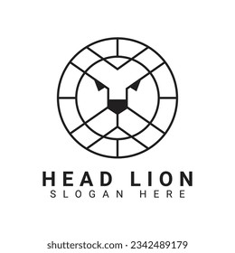 Logotipo mínimo de cabeza de león Línea de diseño Estilo de la cabeza de león