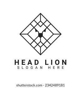Minimal Lion Head Logo Design Line Art Lion Head Logotype