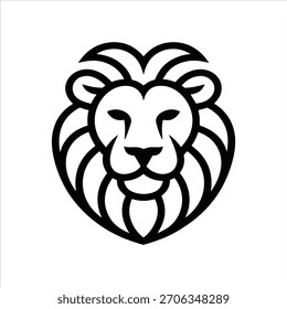 Logotipo de contorno de cabeza de león mínima: emblema de Vector de lujo simétrico