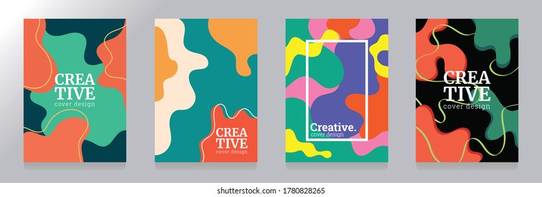Diseño de cubierta líquida mínima, tarjetas de invitación, carteles, plantillas modificables de portada. diseño vectorial. eps10
