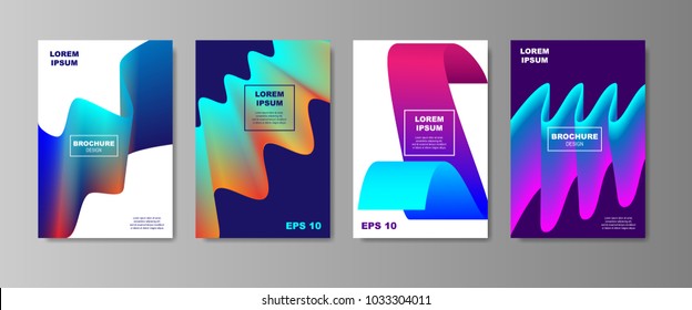 Minimal Liquid cover designs set. Future Poster templates with Fluid shapes composition with smooth gradient. vector illustration