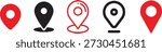 Minimal location pin icon set in flat and outline style. Clean navigation markers for maps and interfaces. Modern vector symbols for GPS, destination, and place concepts.