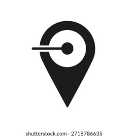 Minimales Pin-Vektorsymbol für Karten, Navigation, GPS-Verfolgung und standortbasierte Services in sauberem, schwarzen Flachdesign.