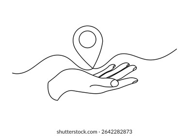 Símbolo de localização mínimo de arte de linha contínua