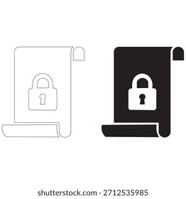 Conjunto de iconos de desplazamiento bloqueado mínimo Vector de desplazamiento de candado y glifo