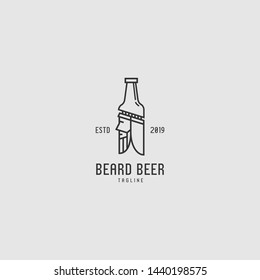minimal logo with bottle and beard man concept