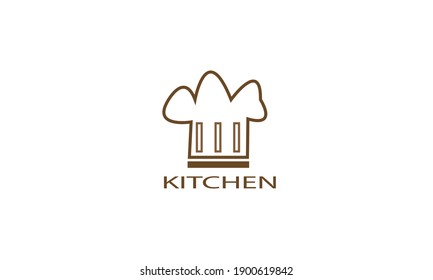 minimal logo of chef warrior brown hat vector illustration.