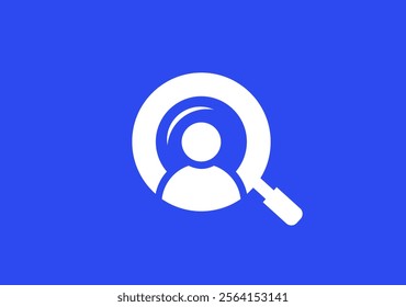 minimal logo combining a magnifying glass with a human figure, symbolizing insight and discovery