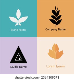 Colección mínima de diseño de logotipo cuatro plantillas Imagen vectorial