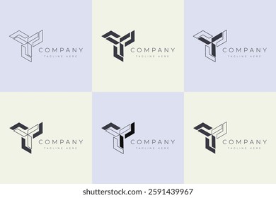 minimal logo design collection of six template. Elegant monogram logo with triangle shape logo and icon set