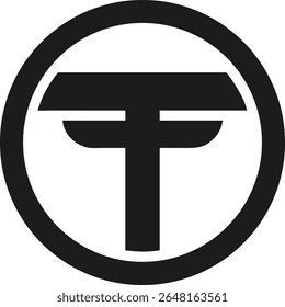 Design de logotipo mínimo com letra abstrata t dentro de uma forma de círculo