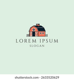 Minimal logo design featuring a farmhouse and field elements in a clean, rustic style. Ideal for organic farms, agricultural brands, or eco-friendly food businesses.
