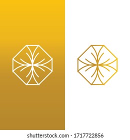 Minimal logo design, golden shapes and abstract symbols, design concepts, logos, logo elements for the template.
