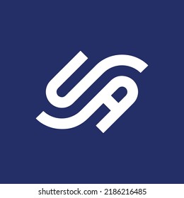 Diseño de logotipo mínimo hecho de letras U y A