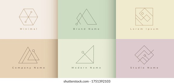 minimal logo design set of six template