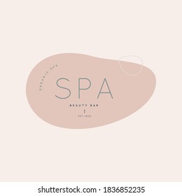 Minimal Logo Design Templates in simple style. Vector Abstract Badge in pink colors For SPA, Creative Studio, Beauty Salon, Organic cosmetics