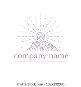 Minimal logo design in trandy minimal eco style, fashion brand insignia isolated on white background. Line art, mountain icon, nature sign design.