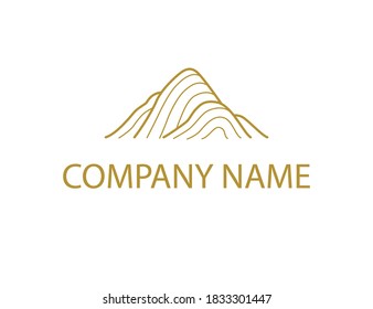 Minimal logo design in trendy minimal eco style, fashion brand insignia isolated on white background. Line art, mountain icon, nature sign design.