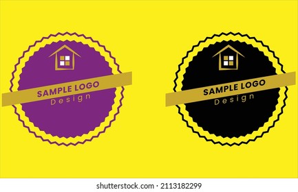 Minimal logo design yellow and black and purple color